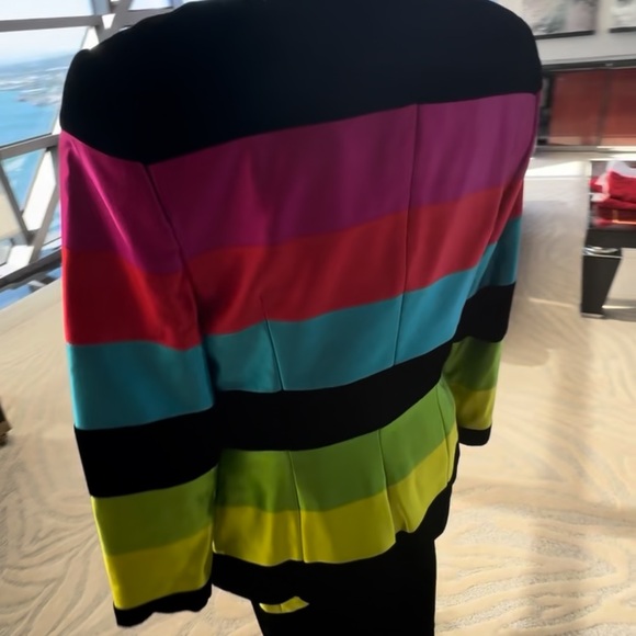 Bold Multicolor Striped Jacket and Dress - Picture 4 of 11